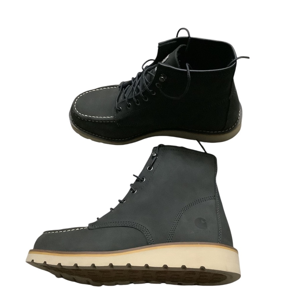 Carhartt Black Moc Toe Work Boots with Cream Midsole - Men's Lace-Up Boots